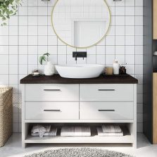   vidaXL sötétbarna kezelt tömör fa fürdőszobai pult 100x40x(2-6) cm