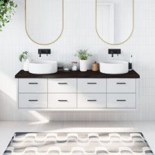   vidaXL sötétbarna kezelt tömör fa fürdőszobai pult 180x50x(2-6) cm