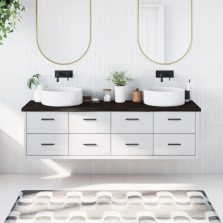   vidaXL sötétbarna kezelt tömör fa fürdőszobai pult 180x60x(2-4) cm