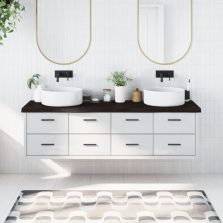   vidaXL sötétbarna kezelt tömör fa fürdőszobai pult 180x60x(2-6) cm