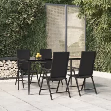 vidaXL 5 részes fekete polyrattan kerti étkezőgarnitúra