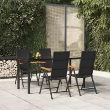   vidaXL 5 részes fekete és barna polyrattan kerti étkezőgarnitúra