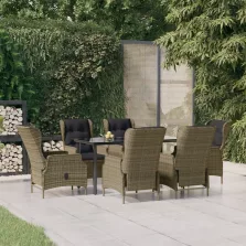 vidaXL 7 részes barna polyrattan kerti étkezőgarnitúra