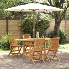   vidaXL Kert étkező szett 5 pcs Barna 160 x 80 x 75 cm Tömör tíkfa