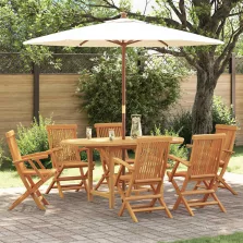   vidaXL Kert étkező szett 7 pcs Barna 160 x 80 x 75 cm Tömör tíkfa