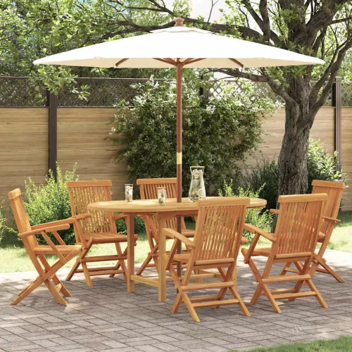 vidaXL Kert étkező szett 7 pcs Barna 160 x 80 x 75 cm Tömör tíkfa