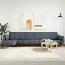   vidaXL sötétszürke L-alakú bársony kanapéágy 275x140x70 cm