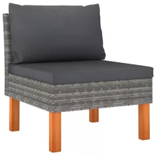   vidaXL polyrattan és tömör eukaliptuszfa középső kanapé