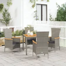   vidaXL 5 részes szürke polyrattan kerti étkezőgarnitúra párnával