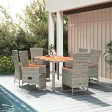   vidaXL 7 részes szürke polyrattan kerti étkezőgarnitúra párnával