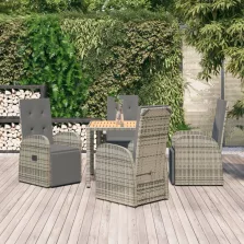   vidaXL 5 részes szürke polyrattan kerti étkezőgarnitúra párnával
