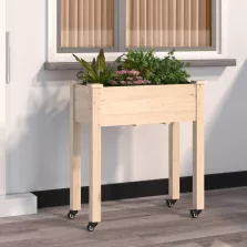   vidaXL tömör fenyőfa kerekes ültetőláda béléssel 71 x 37 x 80 cm