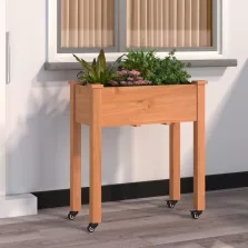   vidaXL barna tömör fenyőfa kerekes ültetőláda béléssel 71 x 37 x 80 cm