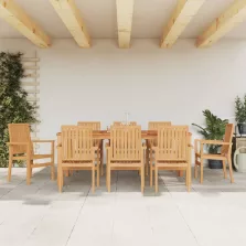   vidaXL 8 db rakásolható tömör tíkfa kerti szék 56,5 x 57,5 x 91 cm