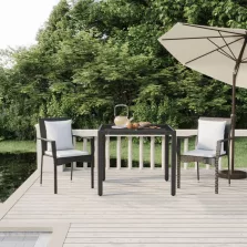   vidaXL 3 részes fekete polyrattan kerti étkezőgarnitúra párnákkal