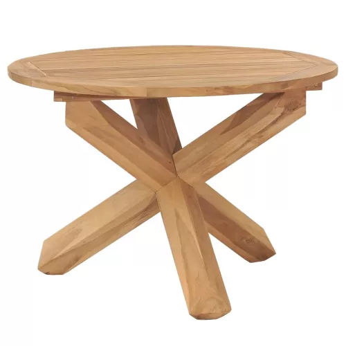 vidaXL tömör tíkfa kerti étkezőasztal Ø110 x 75 cm
