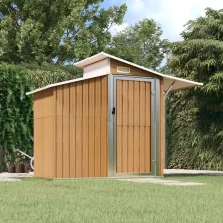   vidaXL barna horganyzott acél kerti fészer 270 x 130 x 208,5 cm