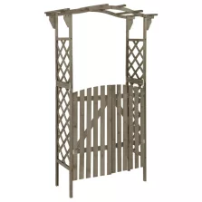   vidaXL szürke tömör fenyőfa pergola kapuval 116 x 40 x 204 cm