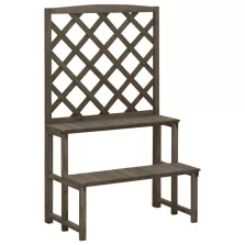   vidaXL szürke tömör fenyőfa rácsos virágtartó állvány 70 x 42 x 115 cm