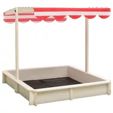   vidaXL fehér-piros fenyőfa homokozó állítható tetővel UV50