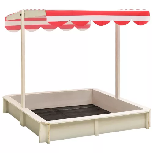 vidaXL fehér-piros fenyőfa homokozó állítható tetővel UV50