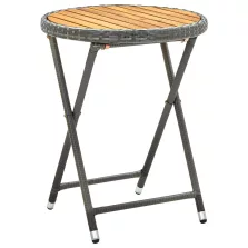   vidaXL szürke polyrattan és tömör akácfa teázóasztal 60 cm