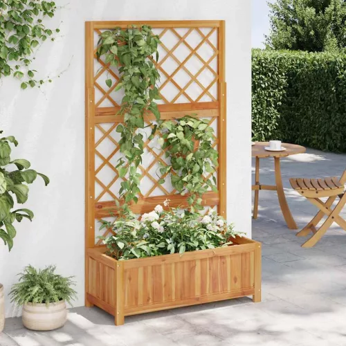 vidaXL tömör akácfa magaságyás ráccsal 85 x 38 x 150 cm