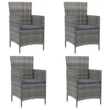 vidaXL 4 db szürke polyrattan kerti szék párnával