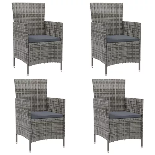 vidaXL 4 db szürke polyrattan kerti szék párnával