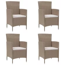 vidaXL 4 db bézs polyrattan kerti szék párnával