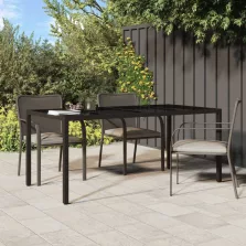   vidaXL barna polyrattan és edzett üveg kerti asztal 190 x 90 x 75 cm