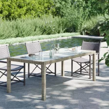  vidaXL szürke polyrattan és edzett üveg kerti asztal 190 x 90 x 75 cm