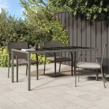   vidaXL szürke polyrattan és edzett üveg kerti asztal 190 x 90 x 75 cm