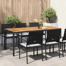   vidaXL fekete polyrattan és akácfa kerti asztal 190 x 90 x 75 cm