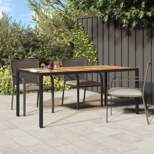 vidaXL fekete polyrattan és akácfa kerti asztal 190 x 90 x 75 cm