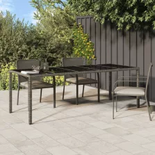   vidaXL szürke edzett üveg és polyrattan kerti asztal 250 x 100 x 75 cm