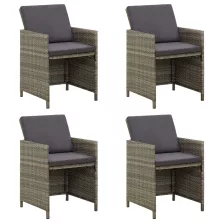 vidaXL 4 db szürke polyrattan kerti szék párnával