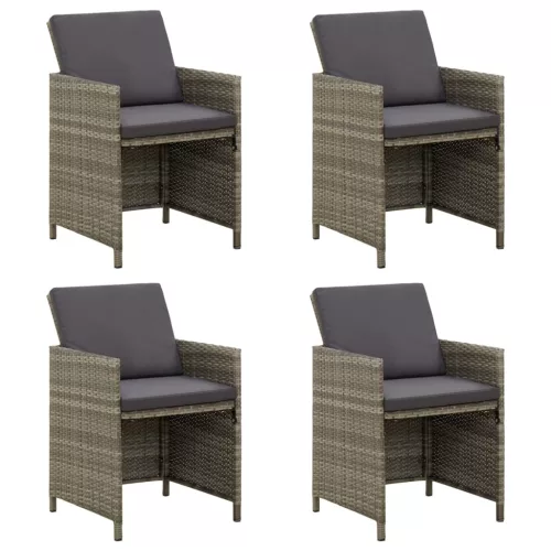 vidaXL 4 db szürke polyrattan kerti szék párnával