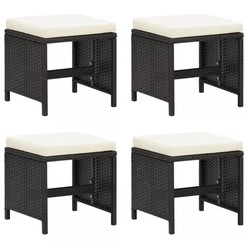 vidaXL 4 db fekete polyrattan kerti ülőke párnákkal