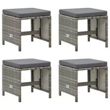 vidaXL 4 db szürke polyrattan kerti ülőke párnákkal