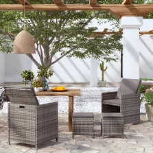   vidaXL 4 részes szürke kerti polyrattan szék- és zsámolyszett