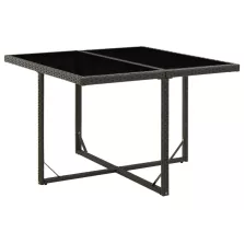   vidaXL fekete polyrattan és üveg kerti asztal 109 x 107 x 74 cm