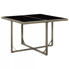   vidaXL szürke polyrattan és üveg kerti asztal 109 x 107 x 74 cm