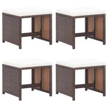 vidaXL 4 db barna polyrattan kerti ülőke párnával