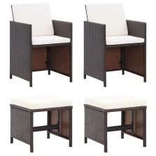   vidaXL 4 részes barna kerti polyrattan szék- és zsámolyszett