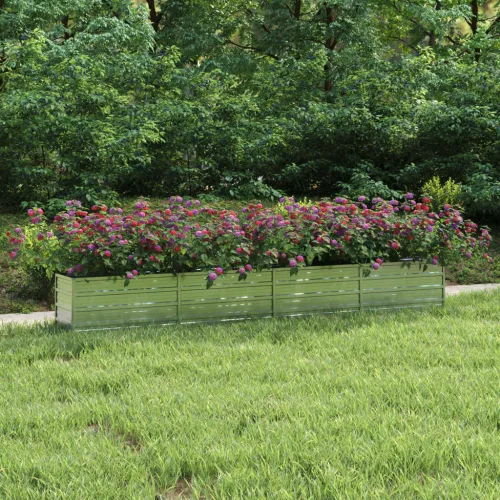 vidaXL ezüstszínű horganyzott acél kerti magaságyás 320 x 40 x 45 cm