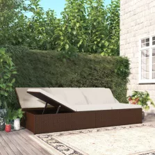   vidaXL barna polyrattan átalakítható napozóágy párnákkal