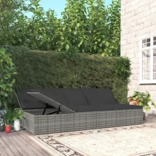   vidaXL sötétszürke polyrattan átalakítható napozóágy párnákkal