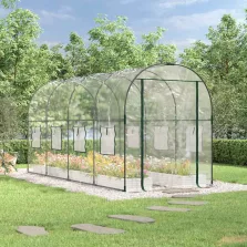  vidaXL átlátszó PVC és porszórt acél melegház 160 x 400 x 190 cm