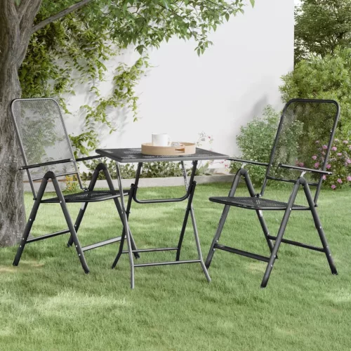 vidaXL antracitszürke expandált fém hálós kerti asztal 60 x 60 x 72 cm